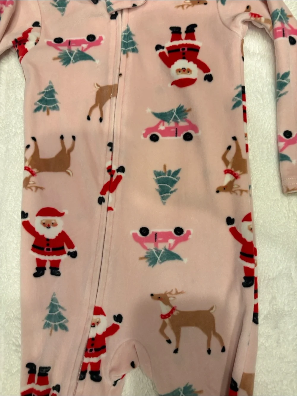 Carter's Pink Infant Footed Christmas Soft Fleece  Pajama Set 18 mos